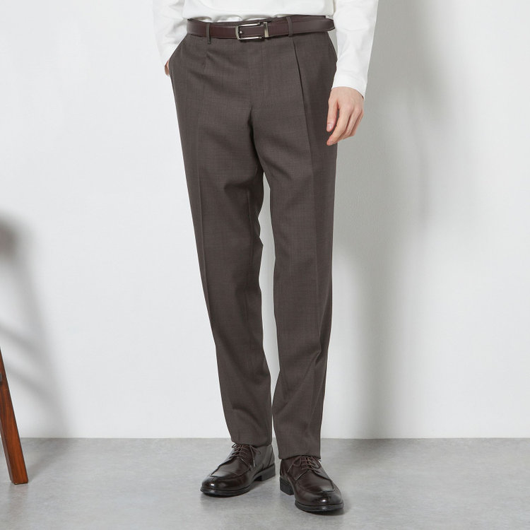 シルバーライン 【CLASSICO TAPERED】【春夏】1タックテーパードパンツ/ブラウン/ウエストムーブ/※裾上げ必要 茶中間
