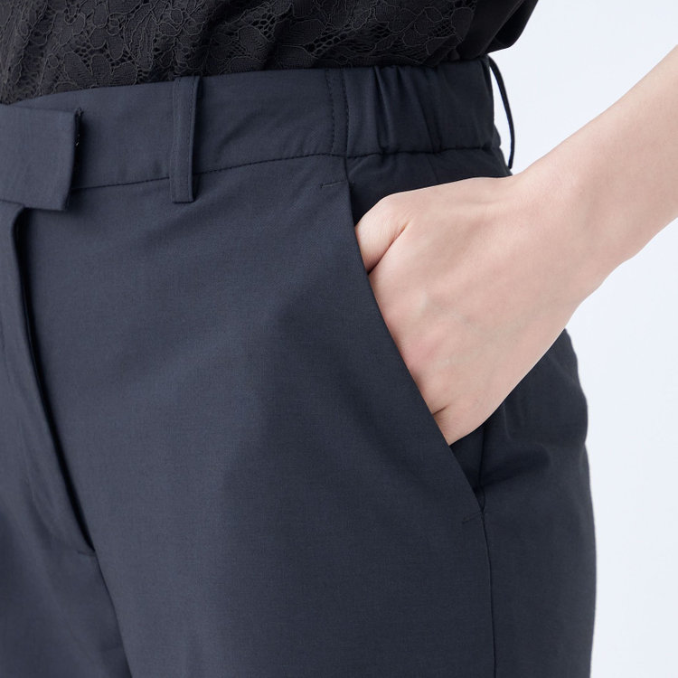 ブラックライン 【就活.】【年間】【BL】ストレートパンツ/ネイビー/ウエストシャーリング/ウォッシャブル＆ストレッチ/裾上げ必要 紺中間