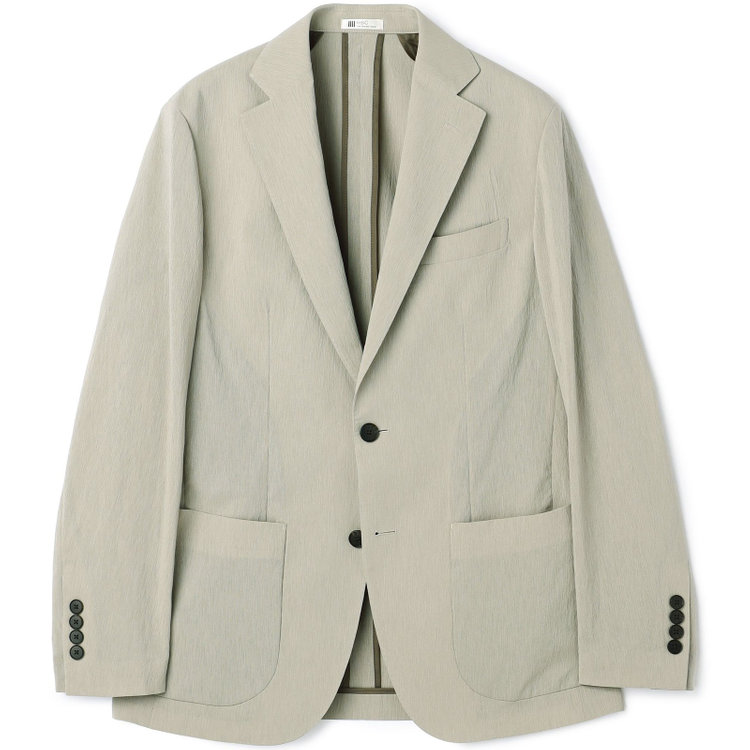 シルバーライン 【5DAYS CLOSET】【RBC】【春夏】2釦シングルジャケット/グレージュ×楊柳/パッチポケット/4S SUSTAINABILITY&ECOLOGY FABRIC グレー淡色