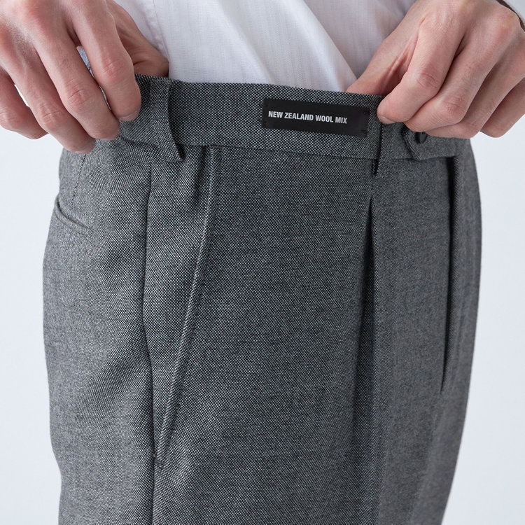 シルバーライン 【RBC】【秋冬】ウールブレンド1タックテーパードパンツ/グレー/ウエストムーブ/NEW ZEALAND WOOL MIX/※裾上げ必要 グレー濃色