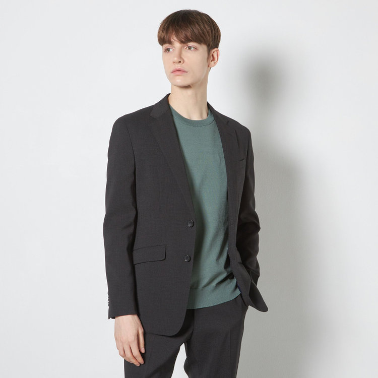 スーツセレクト 【RBC】【5分袖】コットンブレンドクルーネックニット/グリーン/「マシンウォッシャブル」「UVカット」「接触冷感」 緑中間