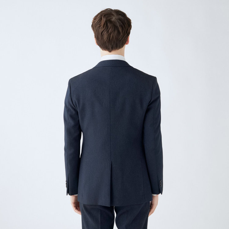 ブラックライン 【SLIM TAPERED_2】【秋冬】2釦シングルスリーピーススーツ 0タック/ネイビー/ウエストシャーリング/4S SUSTAINABILITY&ECOLOGY FABRIC/※パンツ裾上げ済仕様 紺濃色