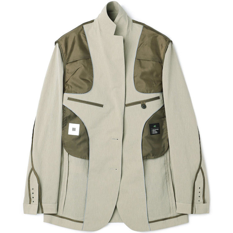 シルバーライン 【5DAYS CLOSET】【RBC】【春夏】2釦シングルジャケット/グレージュ×楊柳/パッチポケット/4S SUSTAINABILITY&ECOLOGY FABRIC グレー淡色