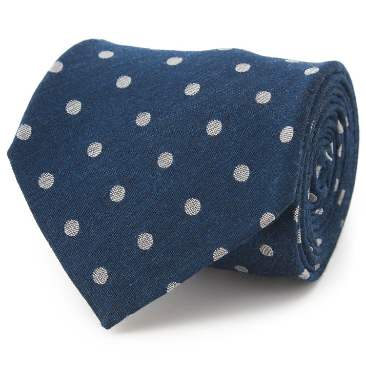 シルバーライン 【SILVER LINE】シルクウールドットネクタイ 8.5cm幅/ネイビー/Finest fabrics by COMO ITALY その他