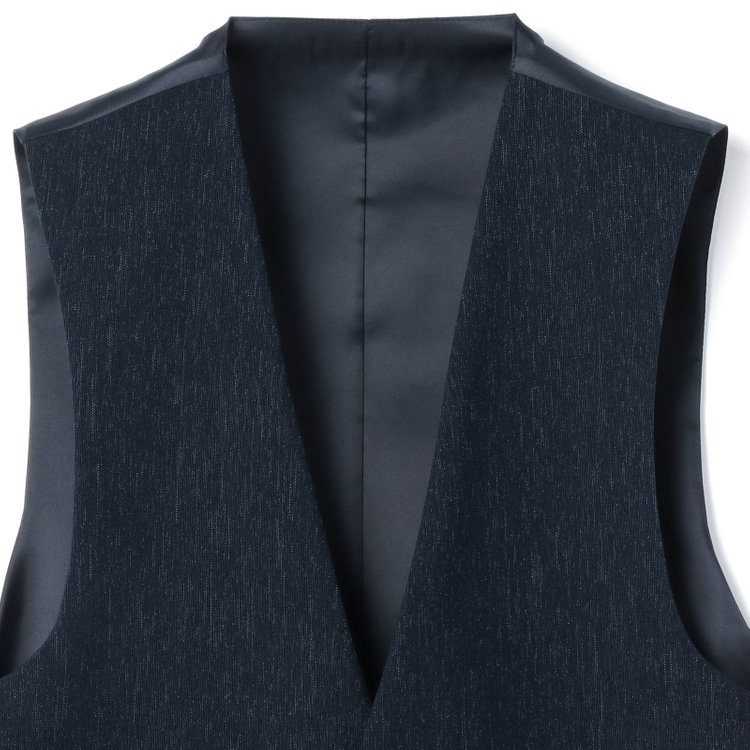 ブラックライン 【SLIM TAPERED_2】【秋冬】2釦シングルスリーピーススーツ 0タック/ネイビー/ウエストシャーリング/4S SUSTAINABILITY&ECOLOGY FABRIC/※パンツ裾上げ済仕様 紺濃色