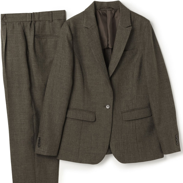 シルバーライン 【RELAX TAPERED_2】【秋冬】1釦シングルテーパードパンツスーツ/ブラウン/ウォッシャブル/4S SUSTAINABILITY&ECOLOGY FABRIC/※パンツ裾上げ済仕様 茶中間