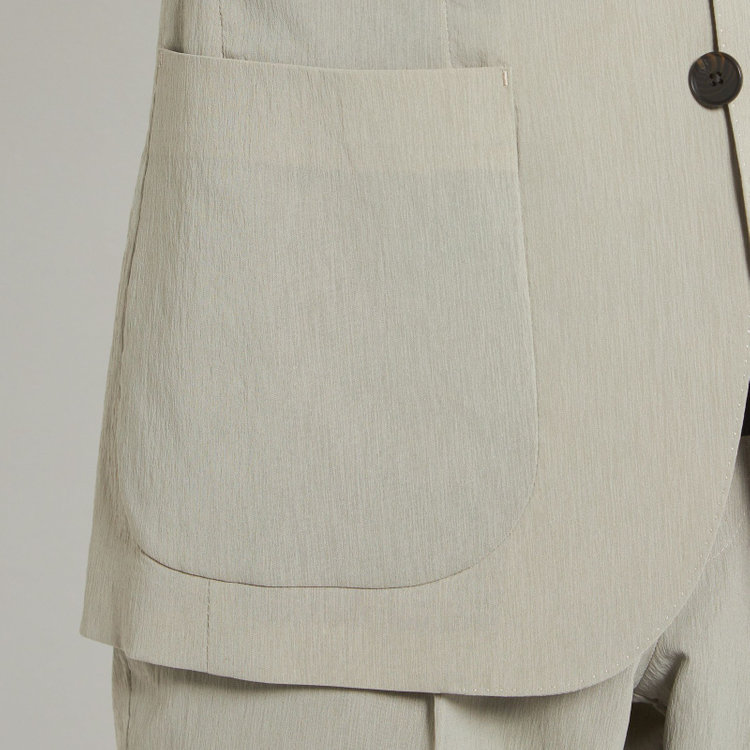 シルバーライン 【5DAYS CLOSET】【RBC】【春夏】2釦シングルジャケット/グレージュ×楊柳/パッチポケット/4S SUSTAINABILITY&ECOLOGY FABRIC グレー淡色
