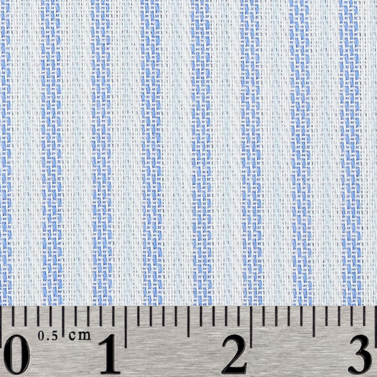 スーツセレクト 【国内縫製】【パターンオーダー】【形態安定】ワイシャツ/ホワイト＆ブルー×ストライプ/日清紡スーパーノーアイロン(COTTON50%/POLYESTER50%) ブルー系(青)