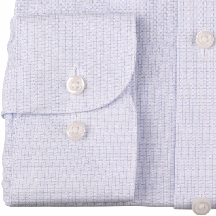 ブラックライン 【WEB限定/OUTLET】【発送在庫あり】【BLACK LINE】【形態安定】ワイドカラードレスワイシャツ/ホワイト×サックスチェック ブルー系(青)