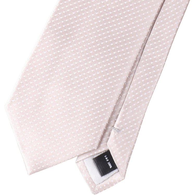 ブラックライン 【SILVER LINE】シルクドット結婚式ネクタイ 8.0cm幅/シャンパンゴールド ベージュ系(薄茶)