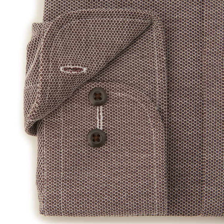 ブラックライン 【BLACK LINE】ホリゾンタルワイドワイシャツ/ブラウン×ドビー/「4S」スーパーノンアイロン・ストレッチ 茶中間