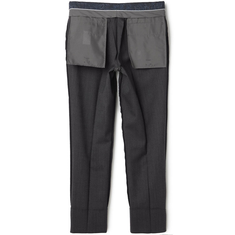 シルバーライン 【4S CROSS】【年間】セットアップパンツ 0タック/グレー×カルゼ/ウエストムーブ/※裾上げ済仕様 グレー中間