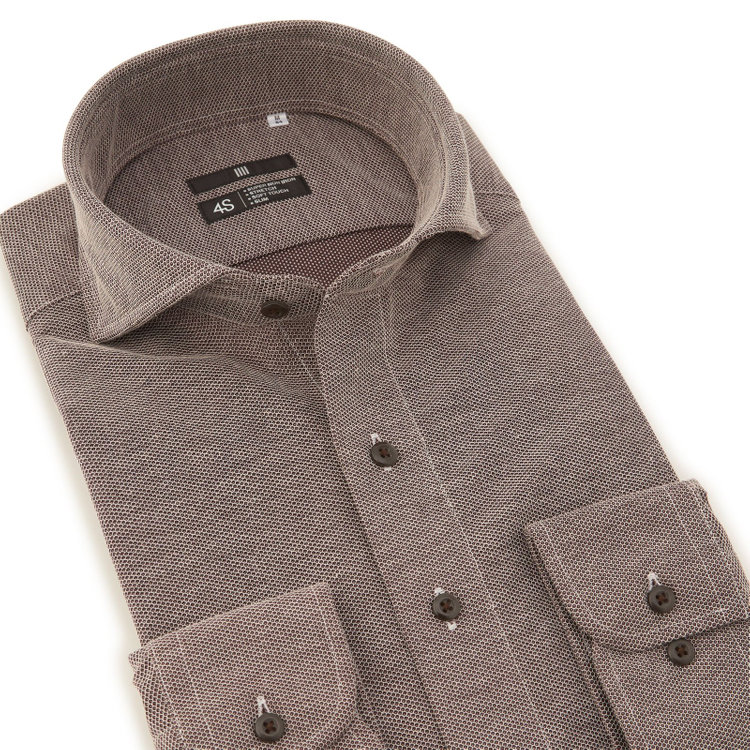 ブラックライン 【BLACK LINE】ホリゾンタルワイドワイシャツ/ブラウン×ドビー/「4S」スーパーノンアイロン・ストレッチ 茶中間