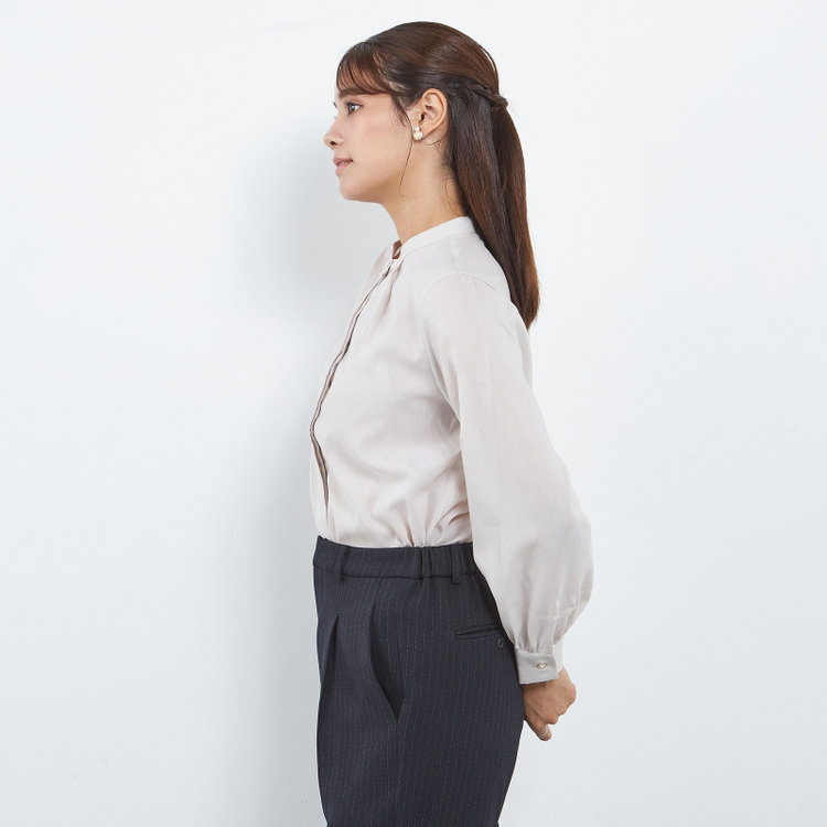 シルバーライン 【SL/長袖】バンドカラー比翼仕様/ベージュ/「ストレッチ」「通気性」「吸水・速乾」 茶淡色