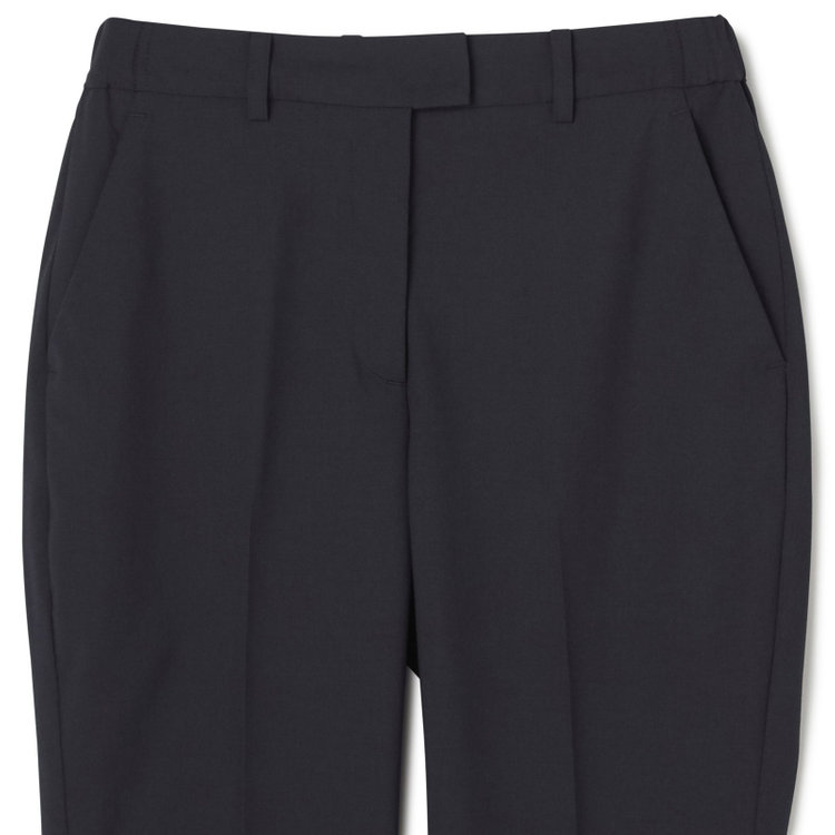 ブラックライン 【就活.】【年間】【BL】ストレートパンツ/ネイビー/ウエストシャーリング/ウォッシャブル＆ストレッチ/裾上げ必要 紺中間