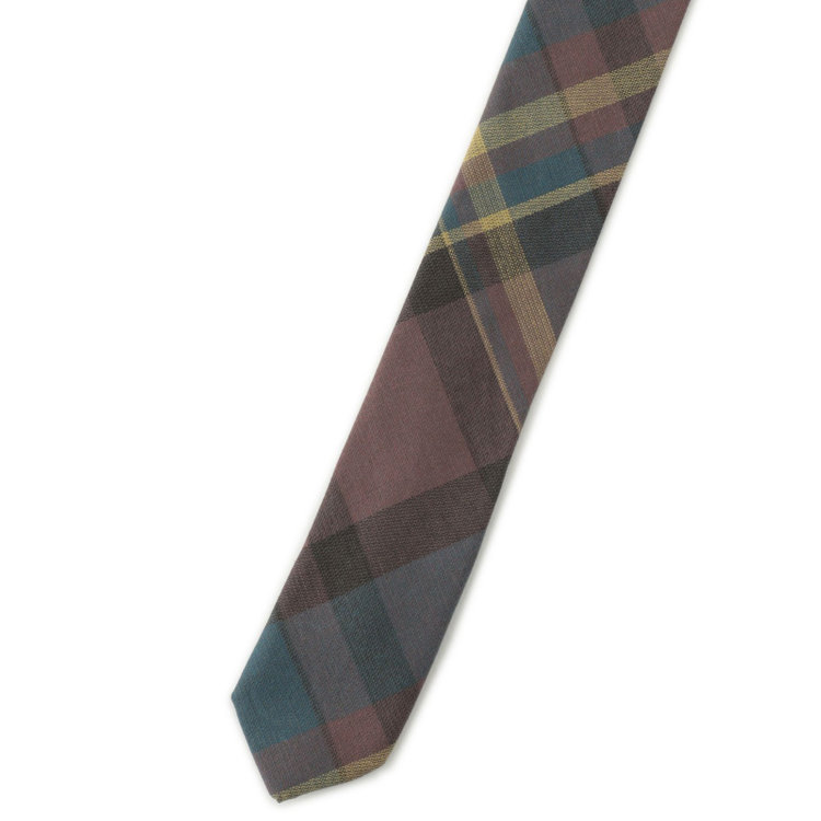 シルバーライン 【SILVER LINE】コットンチェックネクタイ 8.0cm幅/カーキ/小剣クレリック その他