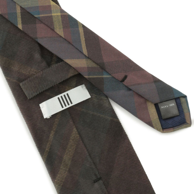 シルバーライン 【SILVER LINE】コットンチェックネクタイ 8.0cm幅/カーキ/小剣クレリック その他