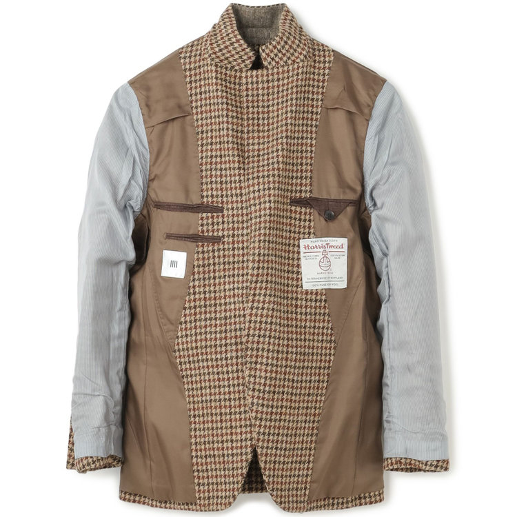 シルバーライン 【CLASSICO TAPERED】【秋冬】ウール2釦ジャケット/ブラウン×チェック+ツイード/Harris Tweed hand woven in the outer hebrides of scotland 茶淡色