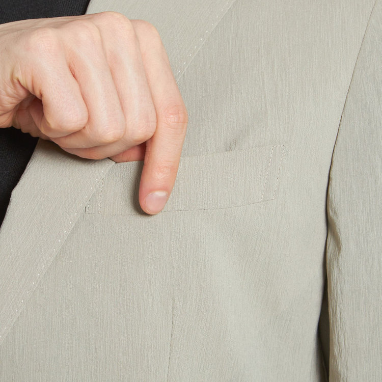 シルバーライン 【5DAYS CLOSET】【RBC】【春夏】2釦シングルジャケット/グレージュ×楊柳/パッチポケット/4S SUSTAINABILITY&ECOLOGY FABRIC グレー淡色