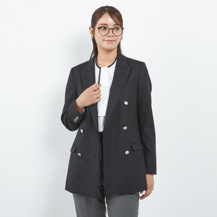 【SILVER LINE】【秋冬】6釦2掛けダブルリミテッドブレザー/SUPER100'S/ブラック×メタル釦