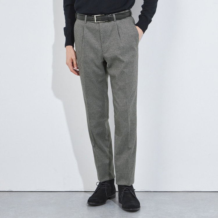 シルバーライン 【5DAYS CLOSET】【RBC】【秋冬】1タックテーパードパンツ/グレー×チェック/ウエストムーブ/※裾上げ必要 グレー中間