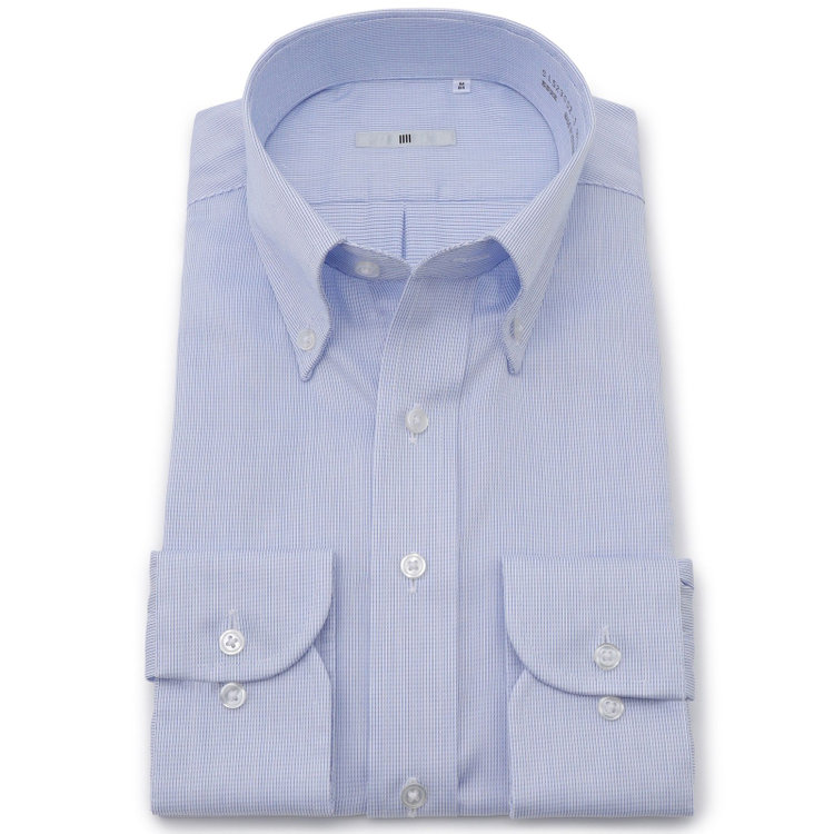 シルバーライン 【発送在庫あり】【SILVER LINE】【形態安定】ボタンダウンドレスワイシャツ/ブルー×ドビー 青濃色