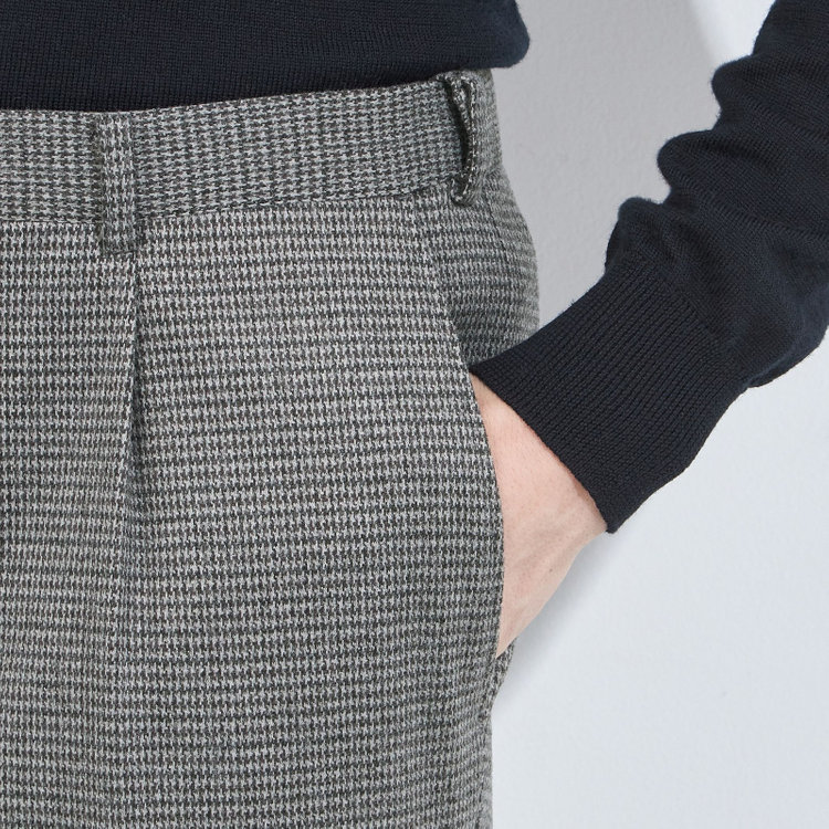 シルバーライン 【5DAYS CLOSET】【RBC】【秋冬】1タックテーパードパンツ/グレー×チェック/ウエストムーブ/※裾上げ必要 グレー中間