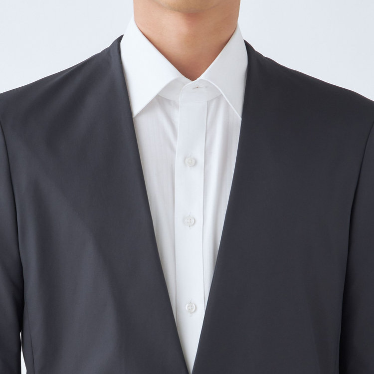 スーツセレクト 【WEB限定/OUTLET】【発送在庫あり】【RBC】【年間】ノーカラー1釦ジャケット/ネイビー/LIMONTAEAST fabrics designed in italy/MB×SUIT SELECT ネイビー系(紺)