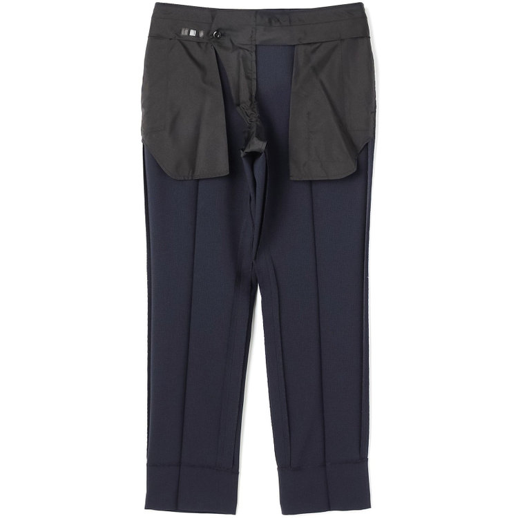 ブラックライン 【SLIM TAPERED】【年間】ウォッシャブル0タックテーパードパンツ/ネイビー×ハウンドトゥース/裾上げ済仕様 紺中間
