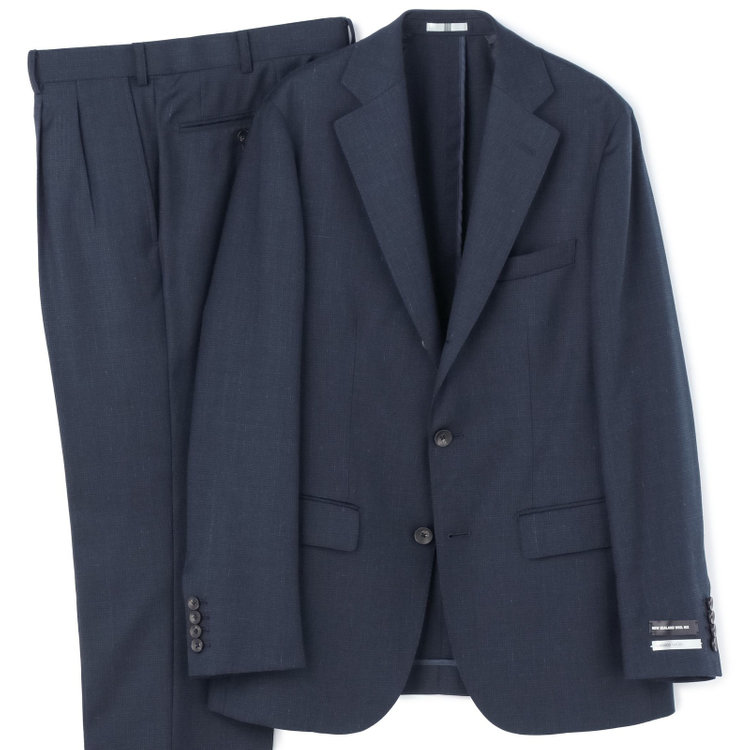 シルバーライン 【CLASSICO TAPERED】【春夏】3釦段返りシングルスーツ 2タック/ネイビー×チェック/NEW ZEALAND WOOL MIX/※裾上げ必要 紺中間