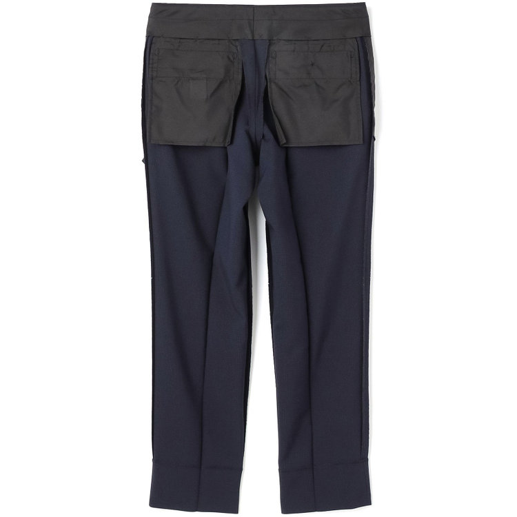 ブラックライン 【SLIM TAPERED】【年間】ウォッシャブル0タックテーパードパンツ/ネイビー×ハウンドトゥース/裾上げ済仕様 紺中間