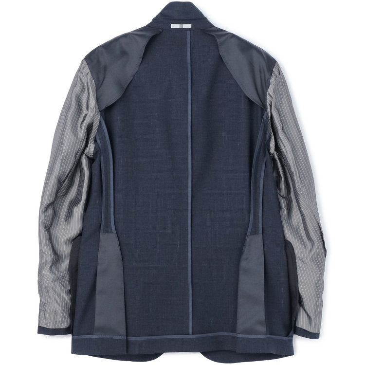 シルバーライン 【CLASSICO TAPERED】【春夏】3釦段返りシングルスーツ 2タック/ネイビー×チェック/NEW ZEALAND WOOL MIX/※裾上げ必要 紺中間