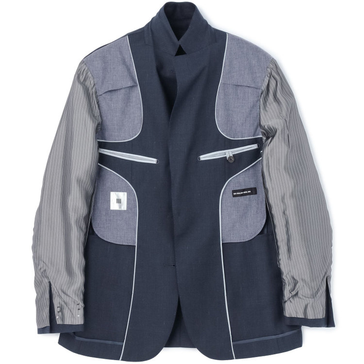 シルバーライン 【CLASSICO TAPERED】【春夏】3釦段返りシングルスーツ 2タック/ネイビー×チェック/NEW ZEALAND WOOL MIX/※裾上げ必要 紺中間