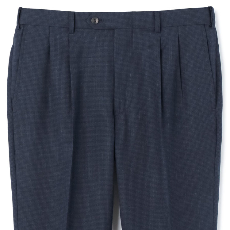 シルバーライン 【CLASSICO TAPERED】【春夏】3釦段返りシングルスーツ 2タック/ネイビー×チェック/NEW ZEALAND WOOL MIX/※裾上げ必要 紺中間