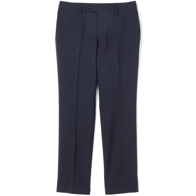 ブラックライン 【SLIM TAPERED】【年間】ウォッシャブル0タックテーパードパンツ/ネイビー×ハウンドトゥース/裾上げ済仕様 紺中間