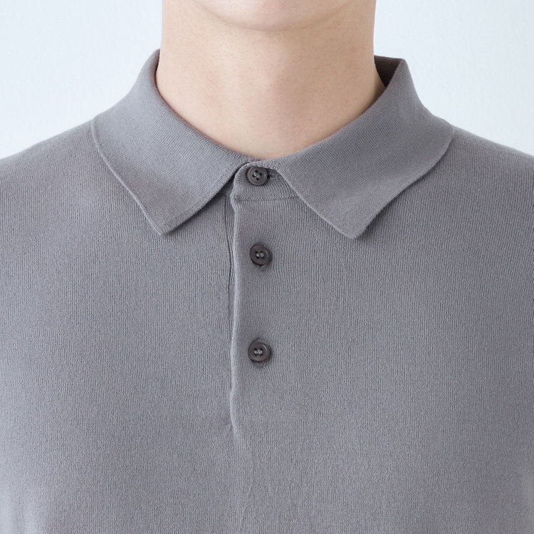 SUIT SELECT　アウトレット 【WEB限定/OUTLET/汚れ・キズ等有】【RBC】【5分袖】コットンブレンドレトロポロシャツ/グレー グレー濃色