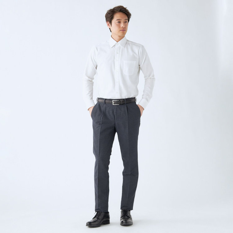 シルバーライン 【RBC】【春夏】ポリエステル1タックテーパードパンツ/ネイビー×チェック/ウエストムーブ仕様/4S SUSTAINABILITY&ECOLOGY FABRIC/※裾上げ必要 紺中間