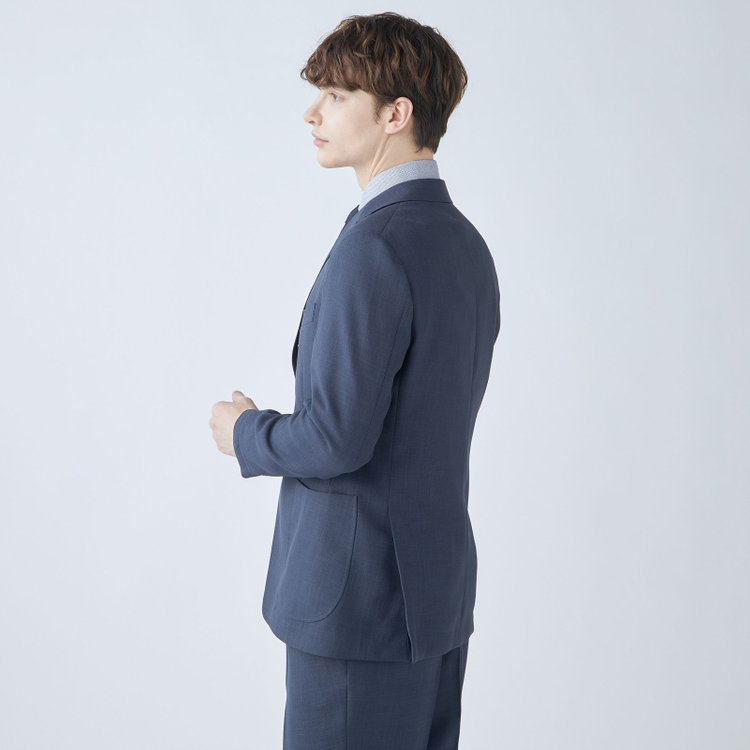 シルバーライン 【RBC】【春夏】3釦段返りシングルスーツ 2タック/ネイビー/パッチポケット/ドローコード&ウエストシャーリング/※パンツ裾上げ済仕様 紺淡色