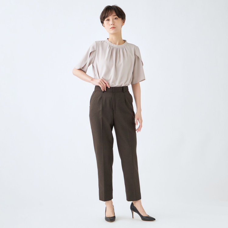 シルバーライン 【RELAX TAPERED】【秋冬】テーパードパンツ/ブラウン/ウエストシャーリング/RE:NEWOOL/※裾上げ済み仕様 緑濃色