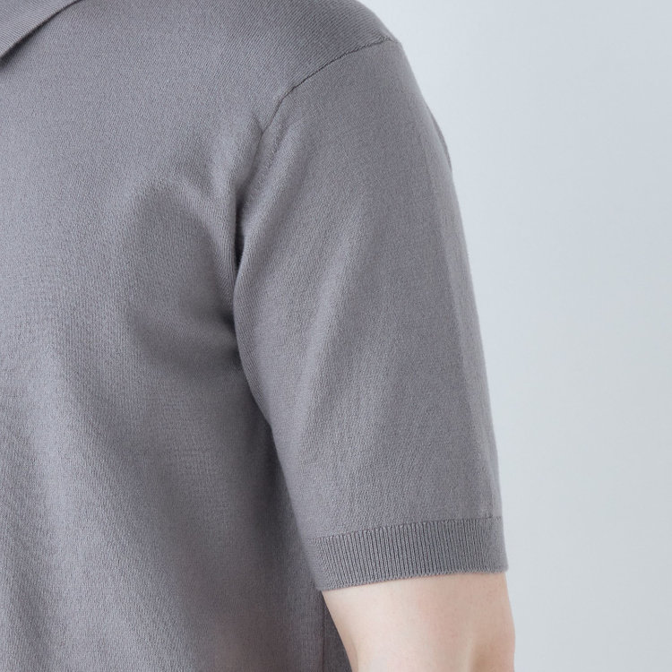 SUIT SELECT　アウトレット 【WEB限定/OUTLET/汚れ・キズ等有】【RBC】【5分袖】コットンブレンドレトロポロシャツ/グレー グレー濃色