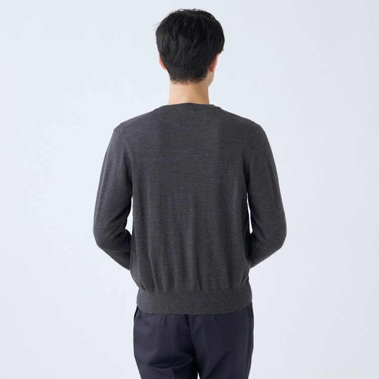 スーツセレクト 【RBC】【秋冬】ウール100%ニットカーディガン/グレー/ZEGNA BARUFFA/マシンウォッシャブル グレー濃色