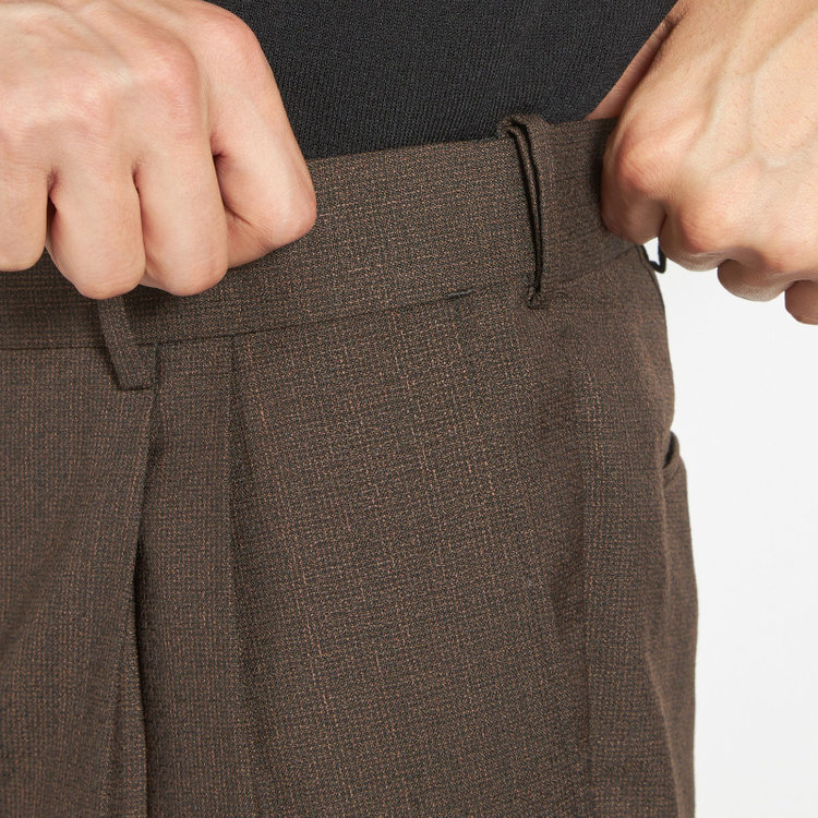 シルバーライン 【CLASSICO TAPERED】【春夏】3釦段返りシングルスーツ 2タック/ブラウン/パッチポケット/ウエストムーブ/MARZOTTO/※裾上げ必要 茶濃色