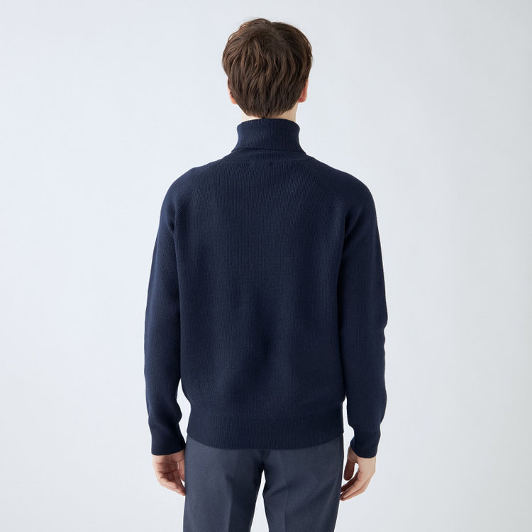ソノタ 【RBC】【秋冬】片畦編みウールブレンド ミドルウエイトタートルネックニットセーター/ネイビー 紺中間