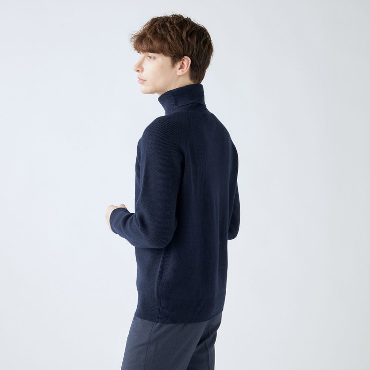 ソノタ 【RBC】【秋冬】片畦編みウールブレンド ミドルウエイトタートルネックニットセーター/ネイビー 紺中間