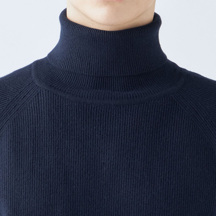 ソノタ 【RBC】【秋冬】片畦編みウールブレンド ミドルウエイトタートルネックニットセーター/ネイビー 紺中間