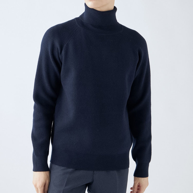ソノタ 【RBC】【秋冬】片畦編みウールブレンド ミドルウエイトタートルネックニットセーター/ネイビー 紺中間