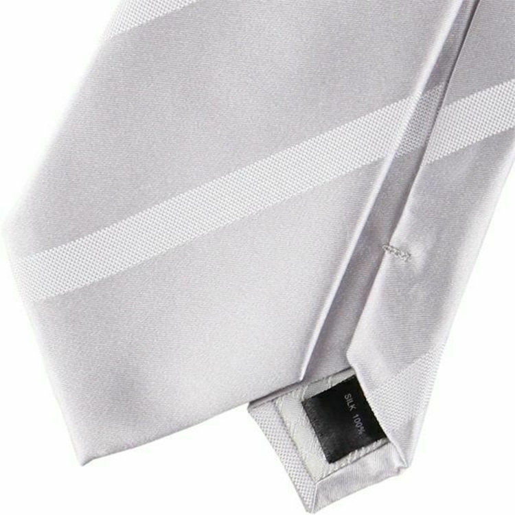 ブラックライン 【SL】シルクストライプ結婚式ネクタイ 8.0cm幅/シルバー グレー系(灰)