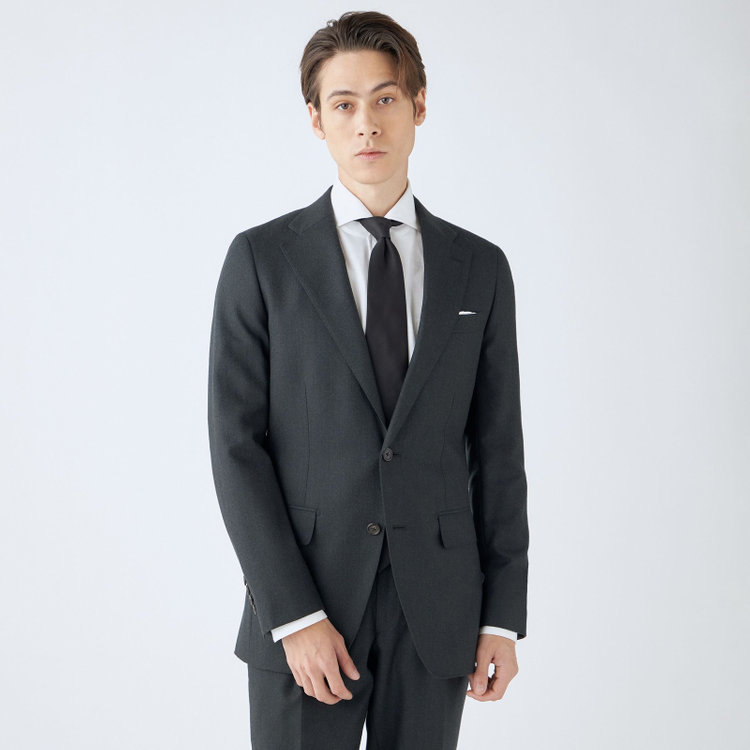シルバーライン 【発送在庫あり】【CLASSICO TAPERED】【秋冬】2釦シングルスーツ 1タック/グリーン/Ermenegildo Zegna LOOP woven in italy/※裾上げ必要 緑濃色