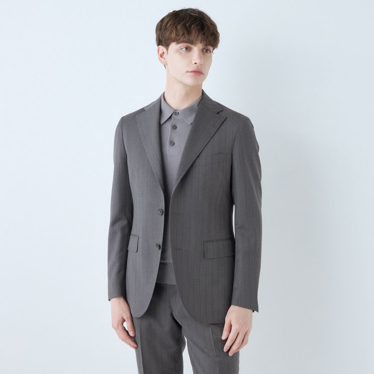 SUIT SELECT　アウトレット 【WEB限定/OUTLET/汚れ・キズ等有】【RBC】【5分袖】コットンブレンドレトロポロシャツ/グレー グレー濃色