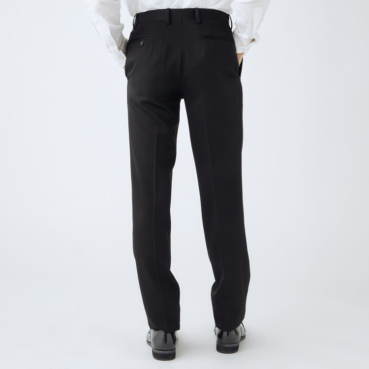 シルバーライン 【CLASSICO TAPERED】【年間】【フォーマル対応可】2釦シングルフォーマルスーツ 1タック/ブラック×ソリッド/BISHU JAPAN FABRIC Super100's/ウエストサイドアジャスター仕様/※裾上げ必要 黒